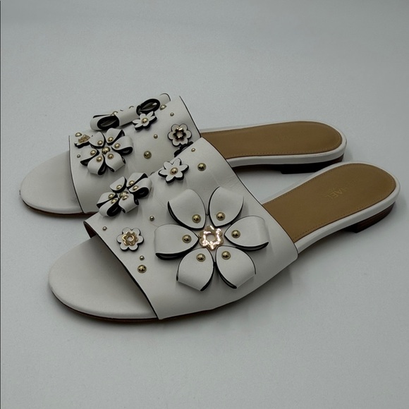 MICHAEL Michael Kors Shoes - Michael Michael Kors Tara Floral Embellished White Slide Sandals
